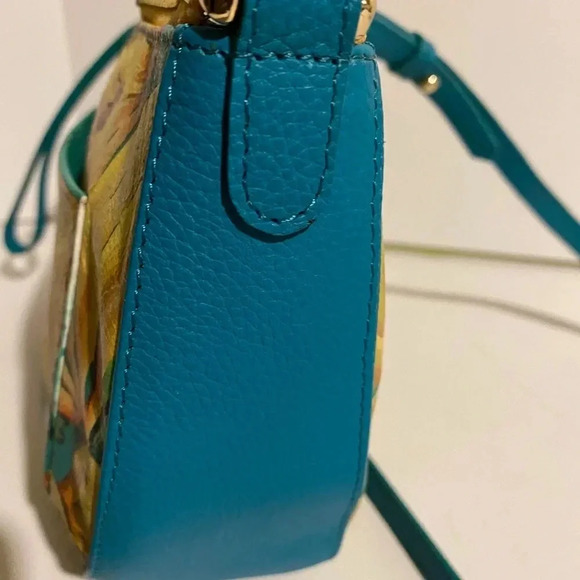 Handmade painted multicolor leather crossbody bag - Picture 7 of 12